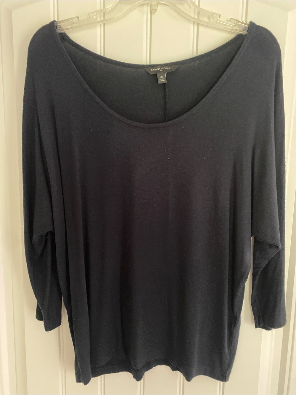 Banana Republic Navy Relaxed Scoop Neck Batwing Long Sleeve Top XS